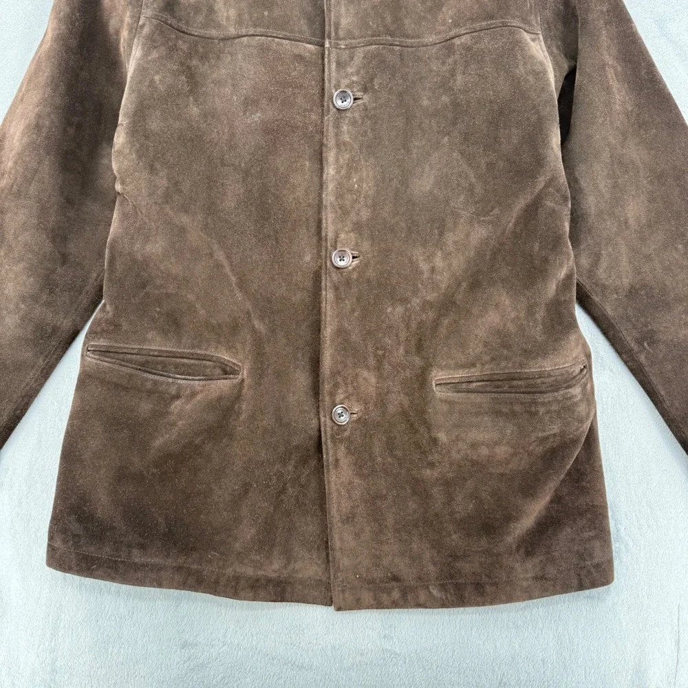 Vintage Banana Republic Mens Chocolate Brown Suede Leather Heavy Jacket Large